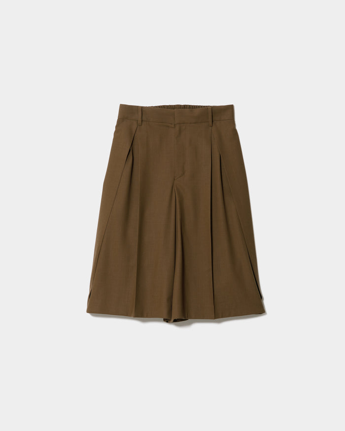 high twist gabardine three tuck shorts