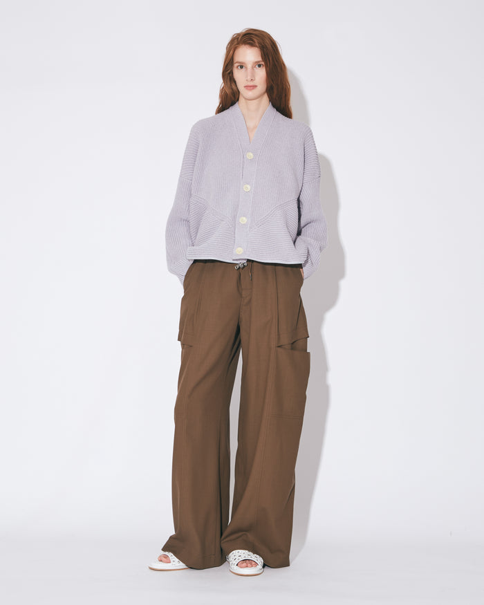high twist gabardine trompeloeil bowpants