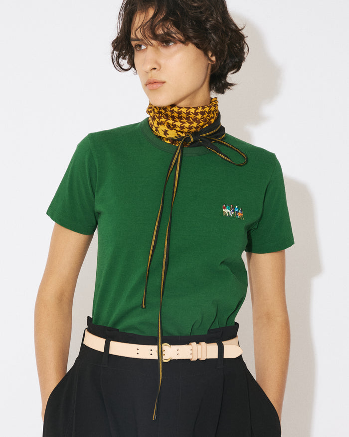 high twist jersey regular-fit little people embroidery T-shirts