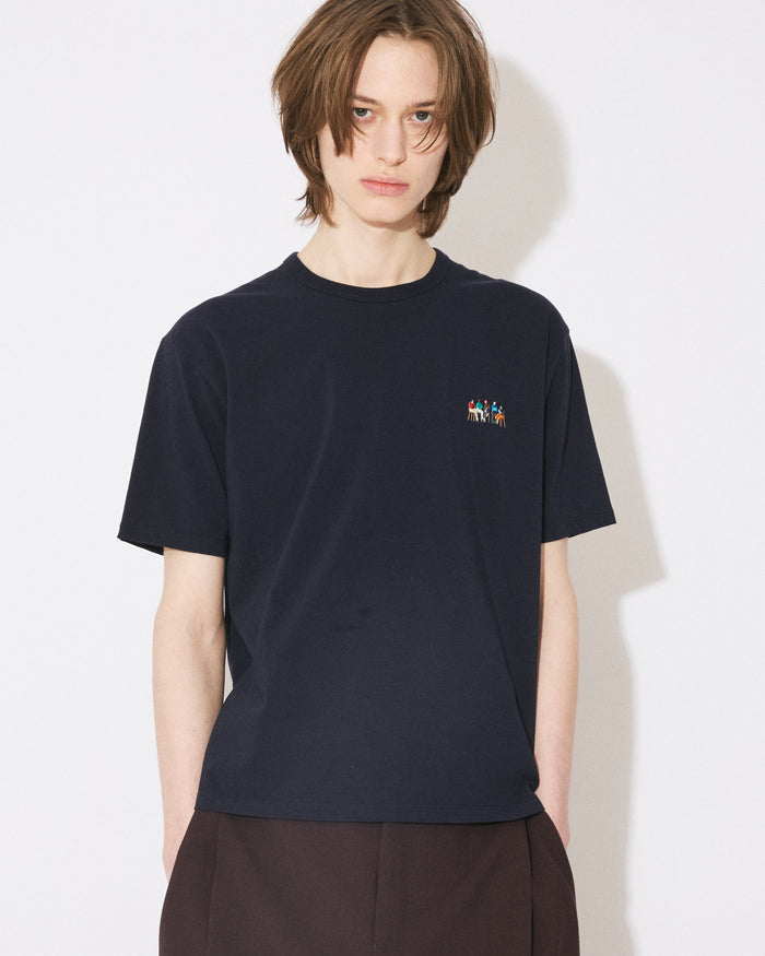 high twist jersey regular-fit little people embroidery T-shirts