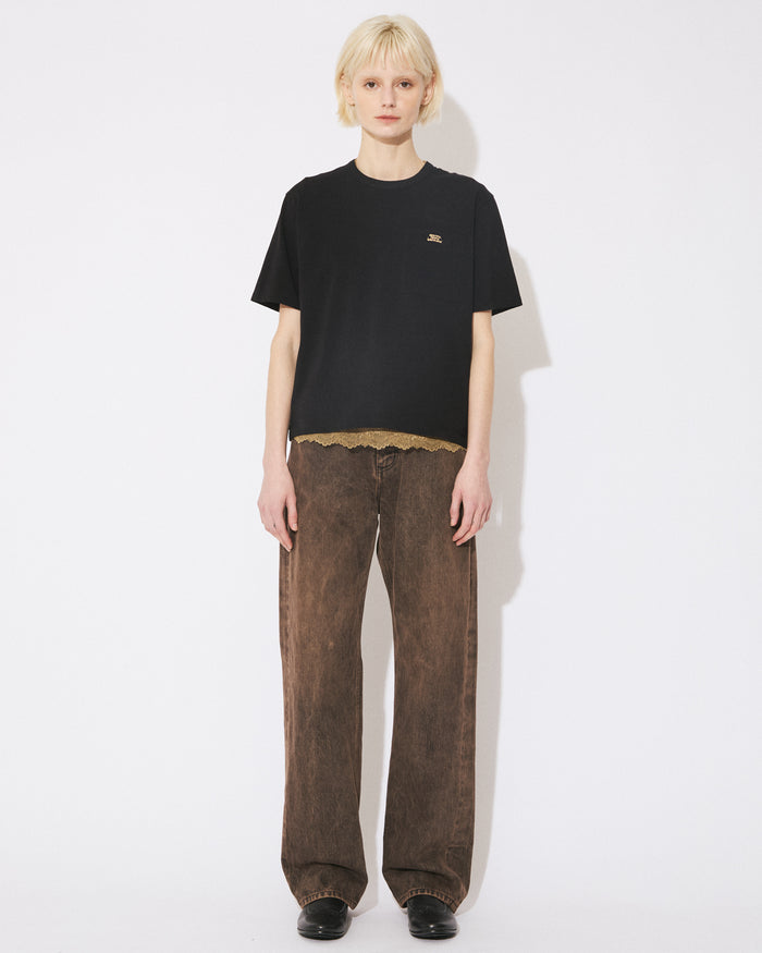high twist jersey regular-fit metallic embroidery Tshirts