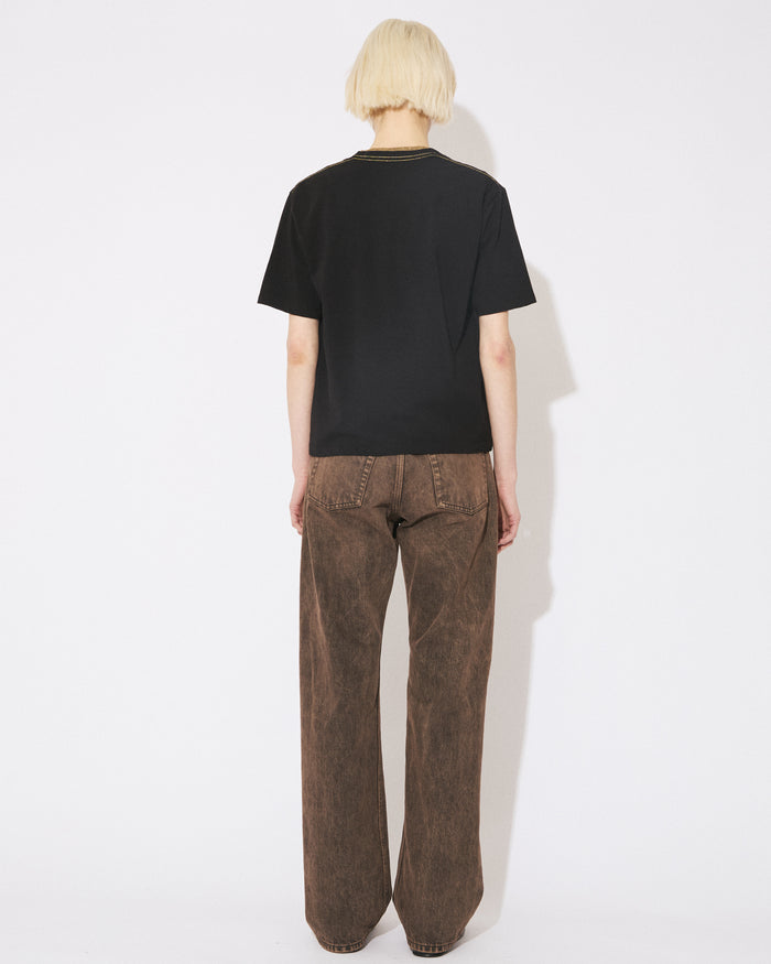 high twist jersey regular-fit metallic embroidery Tshirts