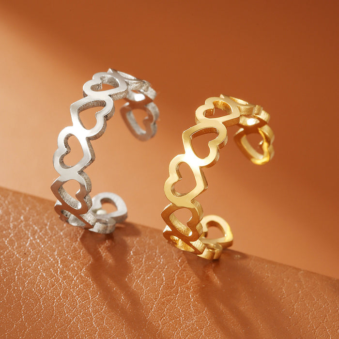 Hollow Heart Adjustable Ring For Women