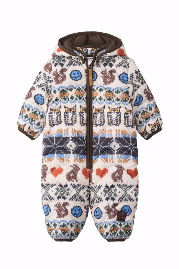 Children's snowsuit with pattern on a white background