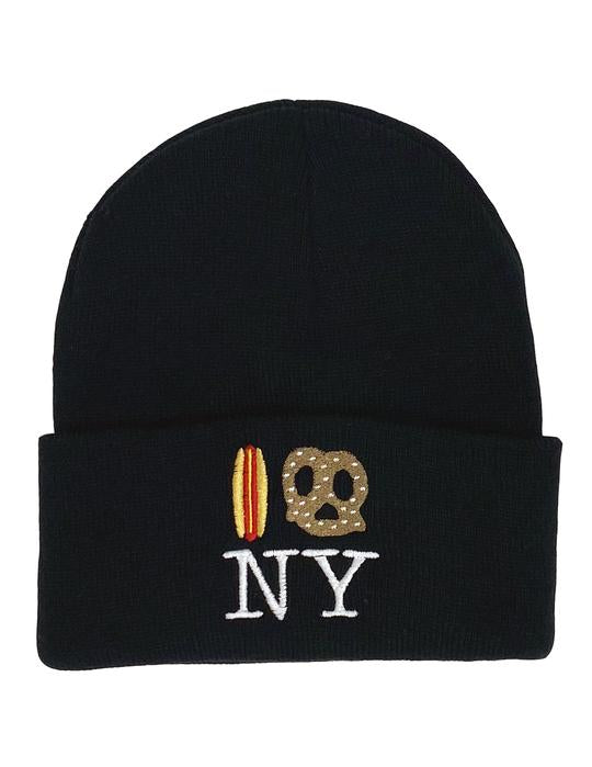 Hot Dog Pretzel NY Black Beanie