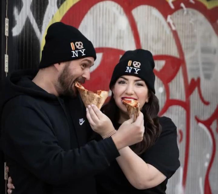 Hot Dog Pretzel NY Black Beanie