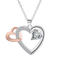 Interlocking Hearts Crystal Pendant Necklace | Elegant Two-Tone Gift