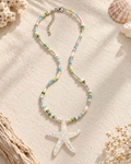 Iridescent Starfish Beaded Necklace