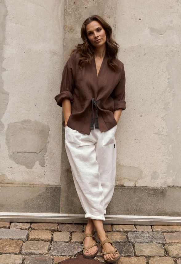 Ivory Cropped Hemp Pants - Henriette Steffensen - 82002I