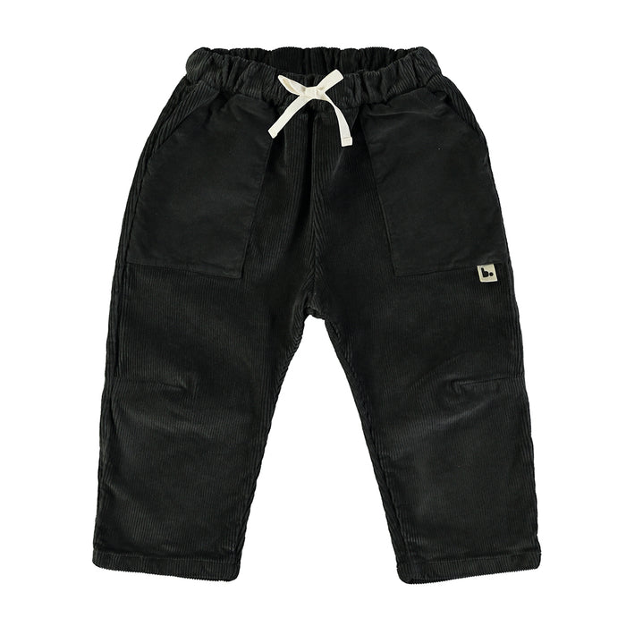 graphite colored corduroy pants on a white backgroung
