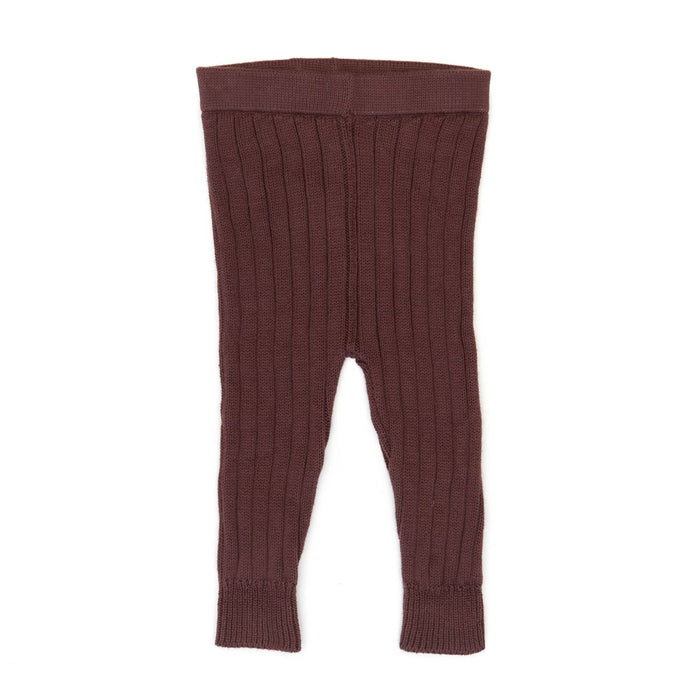 Brown ribbed baby leggings on a white background