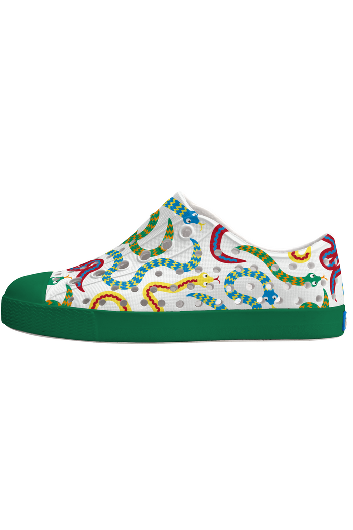 Colorful sneaker with a pattern on a white background