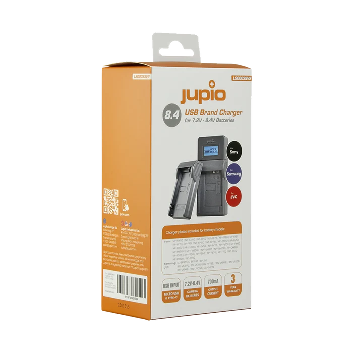 Jupio USB Brand Charger for JVC / Samsung / Sony 7.2V-8.4V Batteries V2