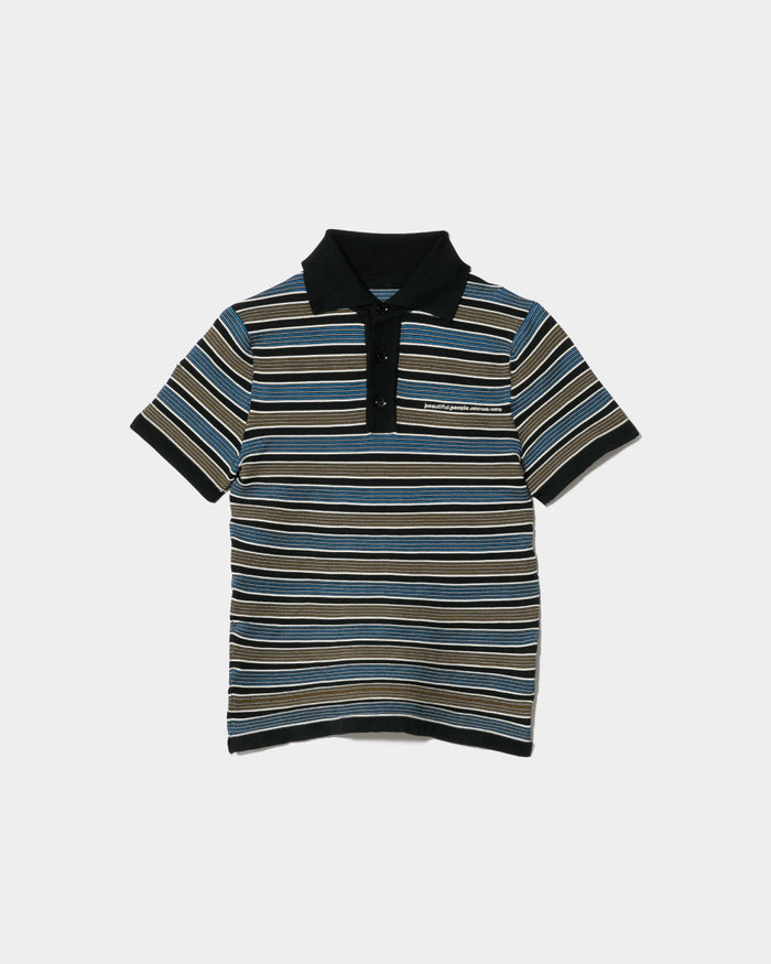 kids multi stripe polo pullover