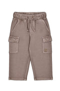 Brown cargo pants with drawstring on a white background