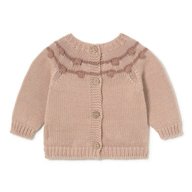 Knitted baby sweater on a white background