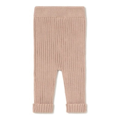 Beige ribbed baby leggings on a white background