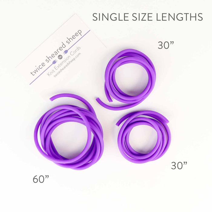 Extension Cord single size lengths diagram showing 30 inch and 60 inch purple cord options