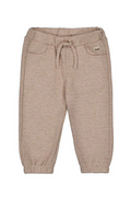 Beige children's pants with a drawstring on a white background