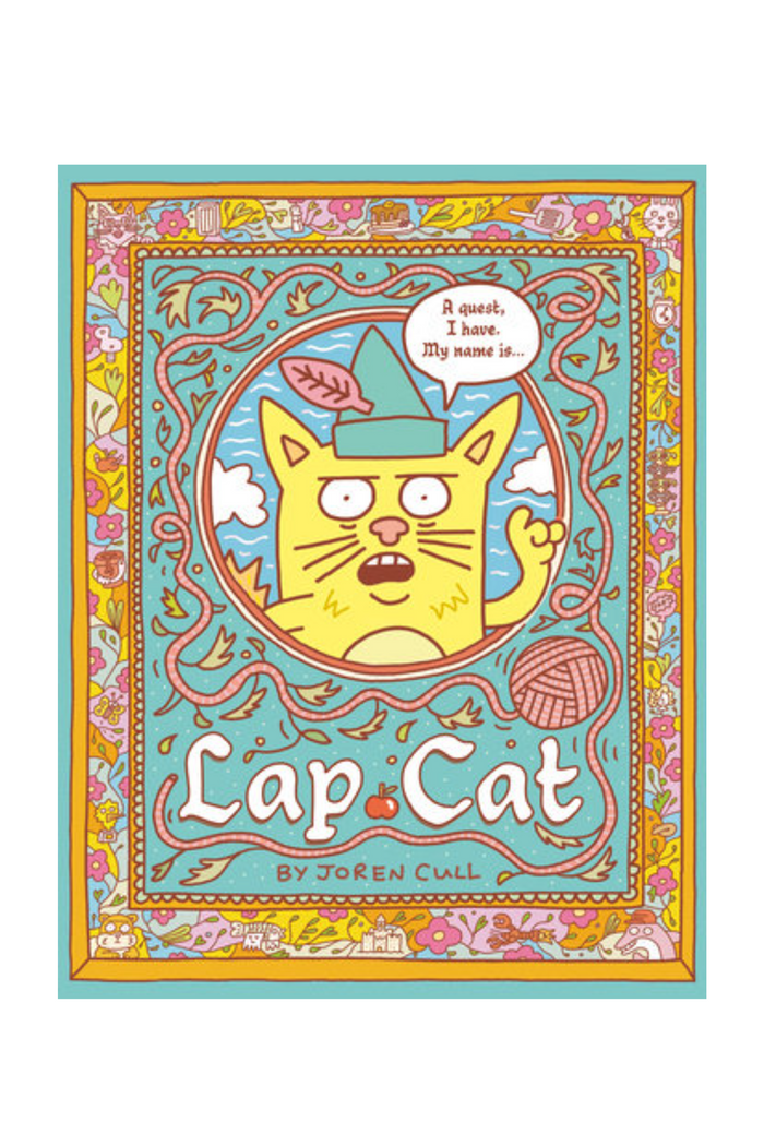 Book cover of 'Lap Cat' with a colorful border and cat illustration.