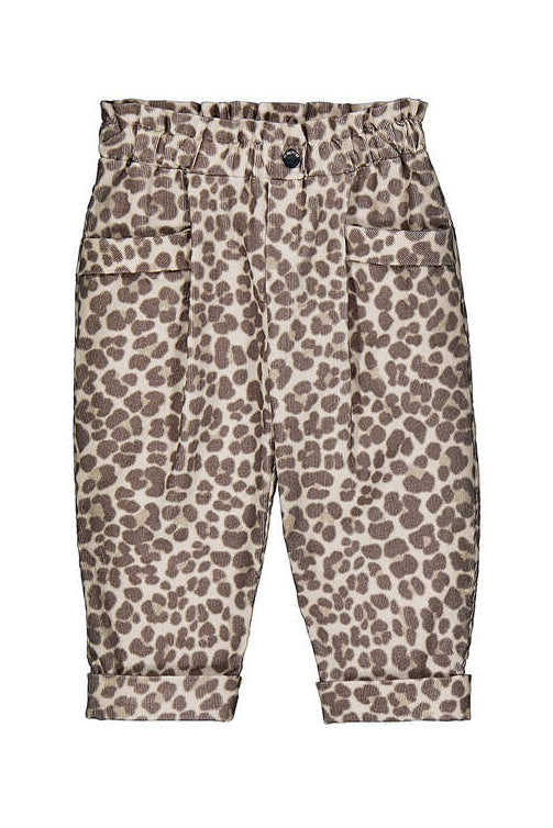 Leopard print pants on a white background