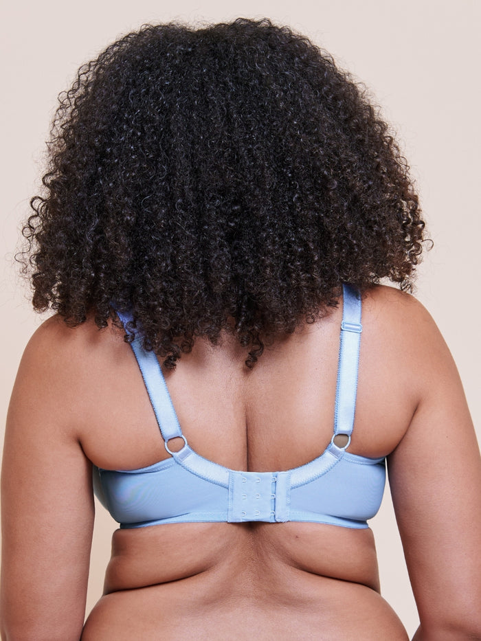 Lightstyle Scallop Sheer Plunge Bra - Light Blue/Silver