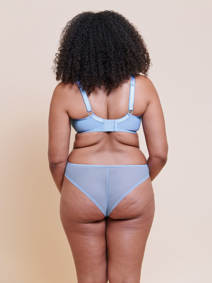 Lightstyle Scallop Sheer Plunge Bra - Light Blue/Silver