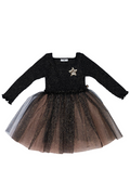 Black dress with a star design on a white background