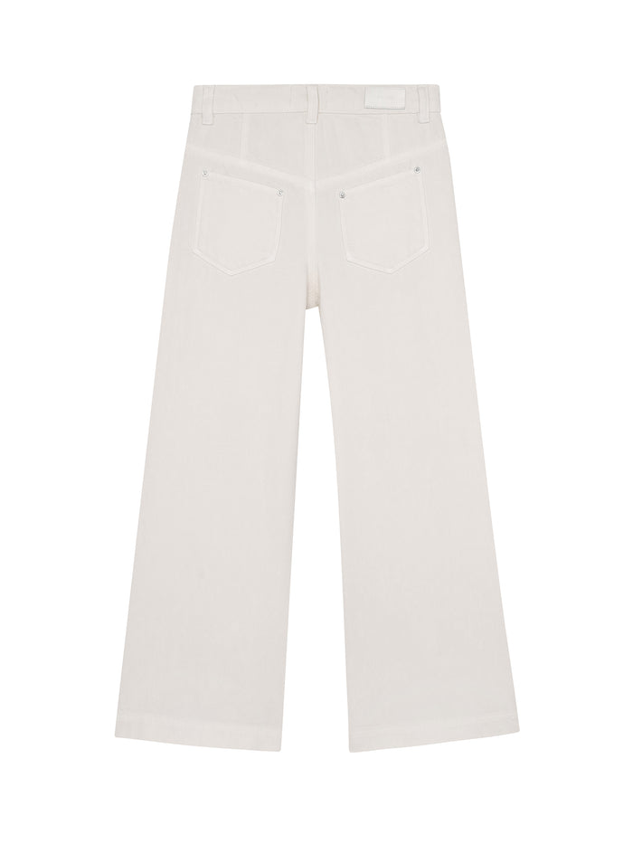 White wide-leg pants on a white background