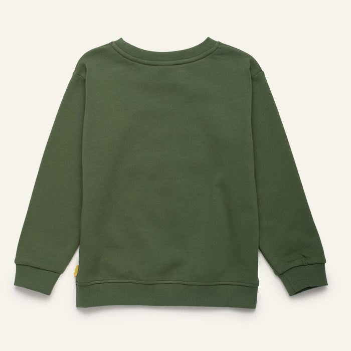 Green sweatshirt on a light gray background