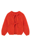 bright orange knit tie front cardigan