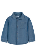 Blue denim shirt on a white background