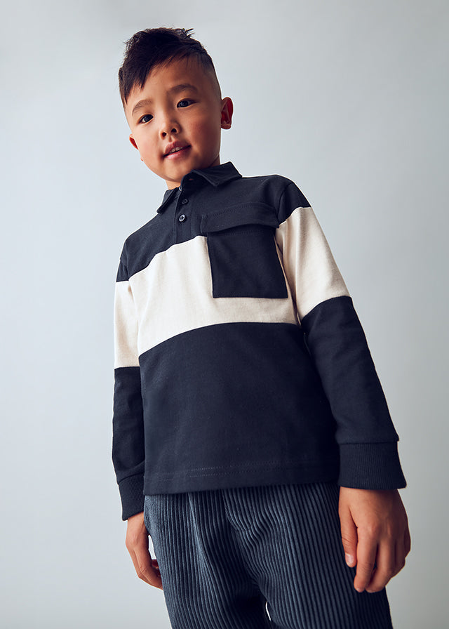 LS Striped Knit Polo