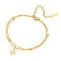 Lucky Clover Stainless Steel Charm Bracelet | Unisex Geometric Four-Leaf Clover Bracelet