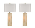 "Luminous Alabaster" Alabaster Table Lamp With Night Light (Set of 2) - Alabaster / Soft Gold