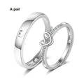 Matching Heart Couple Rings | Adjustable Platinum Tone Set