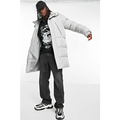 Men's White Long Puffer Coat with Detachable Hood
