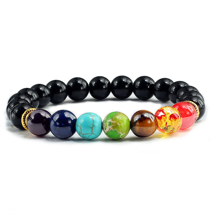 Midnight Zen Chakra Beaded Bracelet | Unisex Natural Stone Stretch Alignment Bracelet