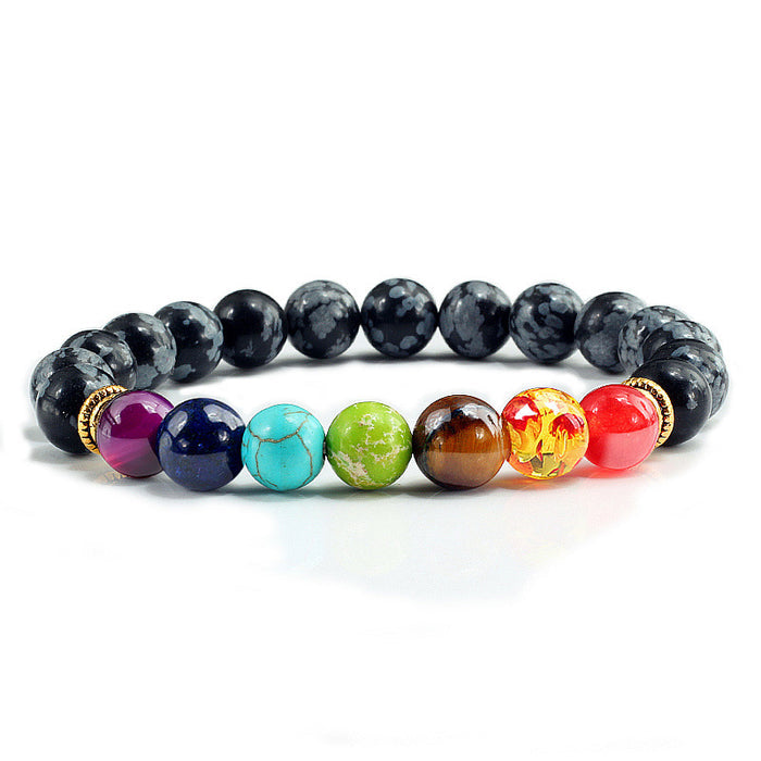 Midnight Zen Chakra Beaded Bracelet | Unisex Natural Stone Stretch Alignment Bracelet