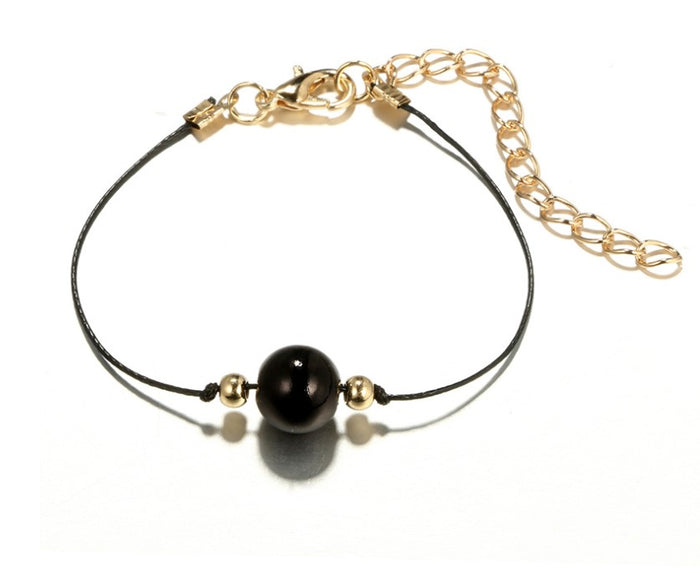 Midnight Zen Matte Black Bracelet Set | Bohemian Lotus & Feather Charms 4-Piece Stack