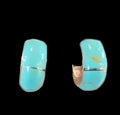 Mini Inlay Turquoise Wide Hoop Earrings - PDD705