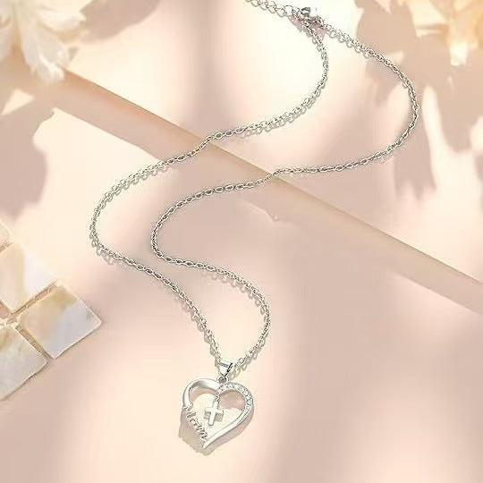Minimalist Heart & Cross Pendant Necklace | Unisex Jewelry