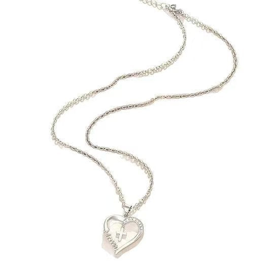 Minimalist Heart & Cross Pendant Necklace | Unisex Jewelry