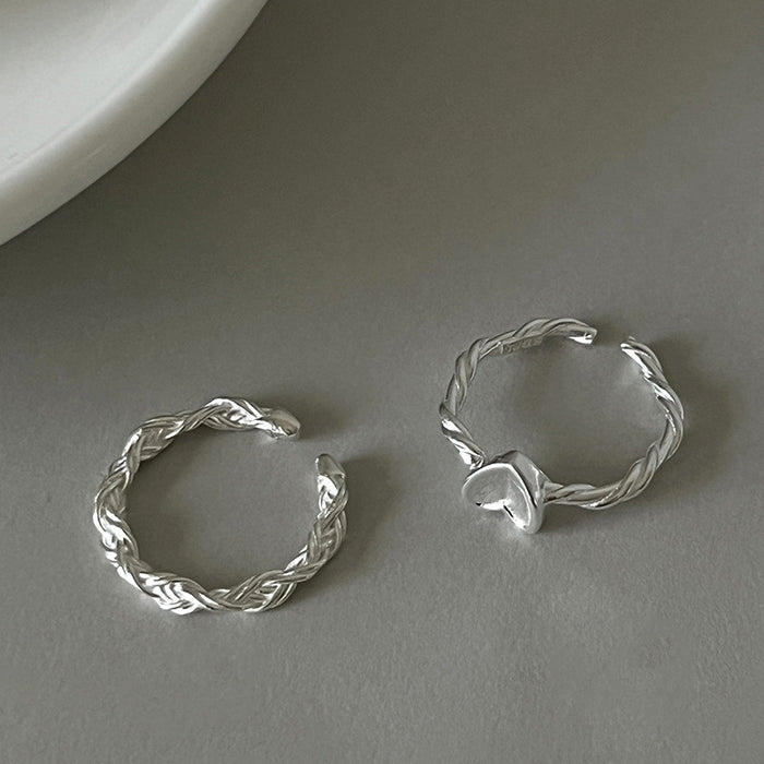 Minimalist Love Heart Open Ring | Romantic Braided Silver Ring | Ins Style Jewelry