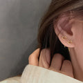 Minimalist Silver Open Heart Studs & Threader Set | Dainty Heart Pull-Through Earrings