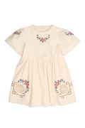 Beige dress with floral embroidery