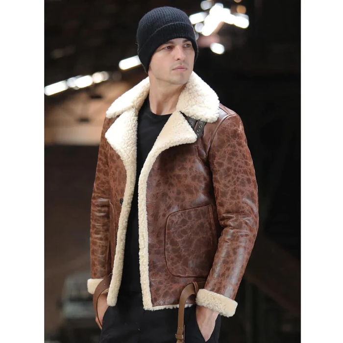New 2025 Mens RAF Lambskin Airforce Aviator Genuine Leather Bomber Jacket