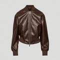 New Bomber Women Aviator Sheepskin Shearling Leather Brown Jacket