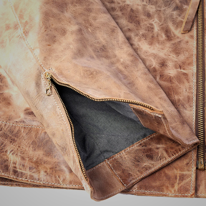 New Brown Sheepskin Distressed Leather Four Pocket Leather Jacket For Men