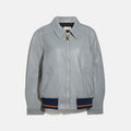 New Gray Sheepskin Shearling Leather Bomber jacket  For Women